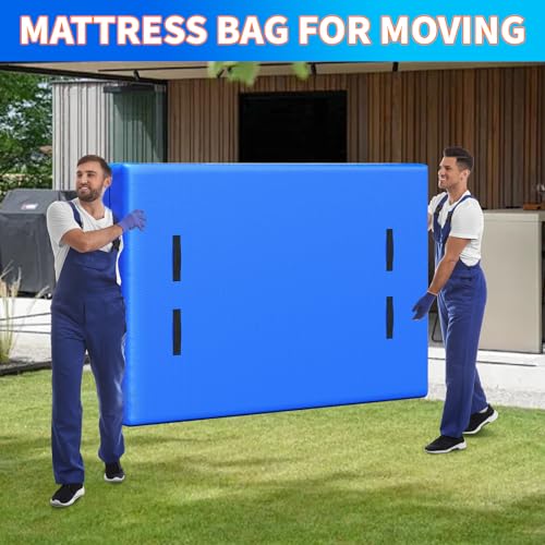 Twin Mattress Bag for Moving and Storage, Reusable Heavy Duty Tarp Waterproof Twin Size Bed Mattress Cover, Zippered Mattress Protector with 8 Strong Carrying Handles, 77’’ L x 42’’ W x 15’’ D