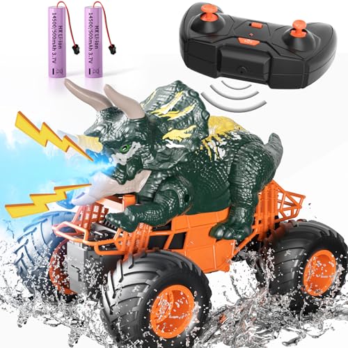 Bennol 2.4GHz Dinosaur Remote Control Car Toys for Kids Boys 4-7 5-7 8-12, RC Dinosaur Car Toys with Light, Sound, Spray, Indoor Outdoor Toys Gifts for 3 4 5 6 Year Old Boys, RC Car Toys for Boys