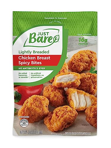 Just Bare® Chicken Lightly Breaded Spicy Breast Bites | Fully Cooked |16 G Protein | Frozen | 1.50 LB