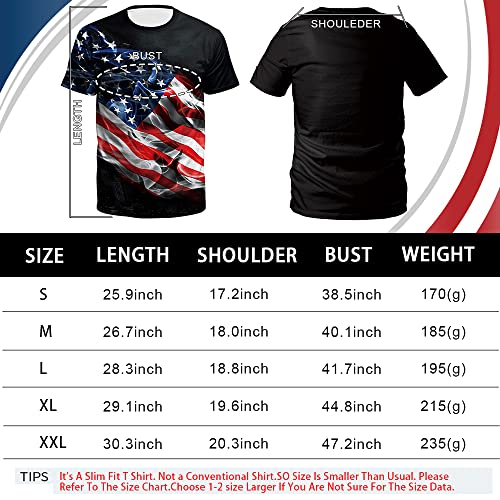 Men's American Flag USA Flag Patriotic 4th of July America T-Shirt Round Neck Tees US Eagle Short Sleeve