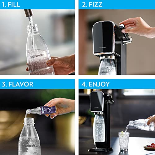 SodaStream Art Sparkling Water Maker Bundle in Black - includes CO2, Carbonating Bottle, and bubly 6-Flavor Variety Pack