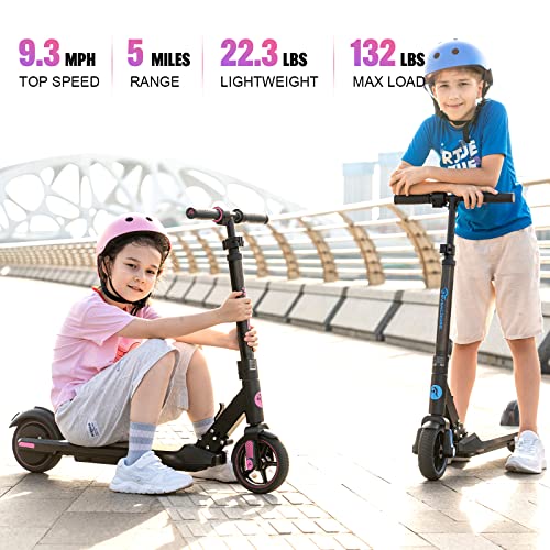 EVERCROSS EV06C Electric Scooter, Foldable Electric Scooter for Kids Ages 6-12, Up to 10 MPH & 5 Miles, LED Display, Colorful LED Lights, Lightweight Kids Electric Scooter (Black Blue)?-