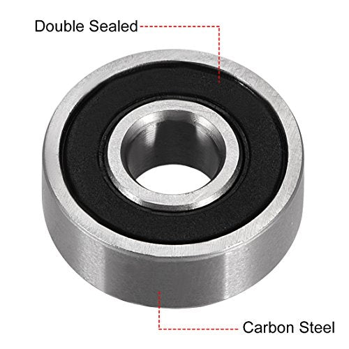 uxcell 606-2RS Deep Groove Ball Bearing 6mm x 17mm x 6mm Double Sealed High Carbon Steel Z1 Bearings 8pcs