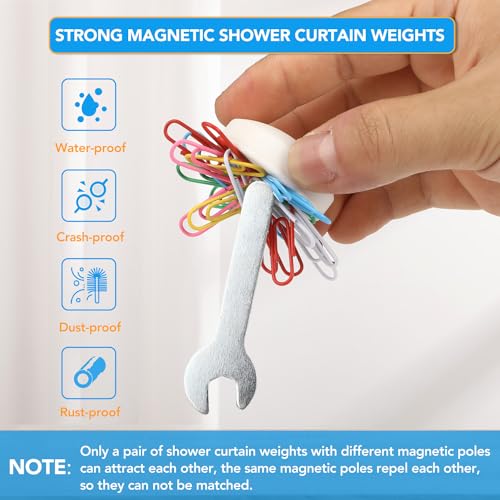 12 Pcs Shower Curtain Weights，Silicone Wrapped Heavy Duty shower curtain magnets，Curtain Weights Heavy Outdoor，Prevent Curtain Liner from Blowing Around, Work for Drapery, Flag, Tablecloth(6 Pairs)