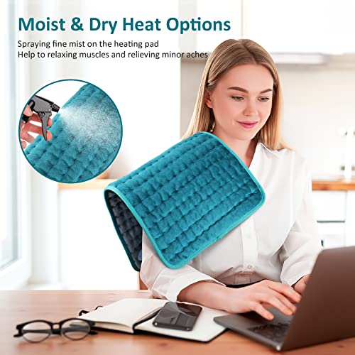 Electric Heating pad for Back/Shoulder/Neck/Knee/Leg Pain Relief, 6 Fast Heating Settings, Auto-Off, Machine Washable, Moist Dry Heat Options, Extra Large 12"x24"