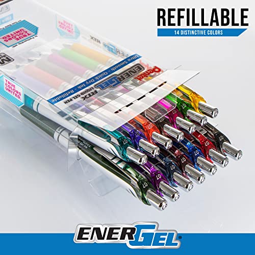 Pentel EnerGel RTX True Colors United (0.7mm) Medium Line, Assorted Ink, 20 Pack Box (BL77PC20MTCU)