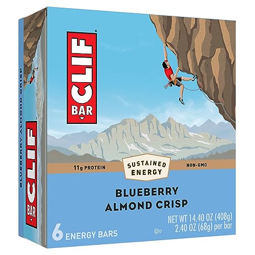 CLIF BAR - Blueberry Almond Crisp - Made with Organic Oats - 11g Protein - Non-GMO - Plant Based - Energy Bars - 2.4 oz. (6 Pack)
