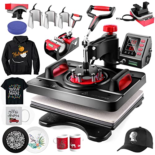 AKEYDIY 8 in 1 Heat Press Machine Professional Sublimation Machine 12" X 15" Swing Away Shirt Printing Heat Transfer Digital Industrial-Quality Heat Press Machine for T Shirts Mug Hat Plate
