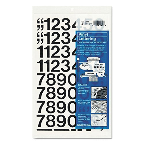 Chartpak Permanent Adhesive Vinyl Numbers,Black