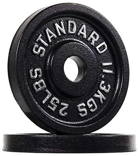 BalanceFrom Powergainz Olympic 2-Inch Cast Iron Plate Weight Plate for Strength Training and Weightlifting,Black POG-2INSTD-5X2