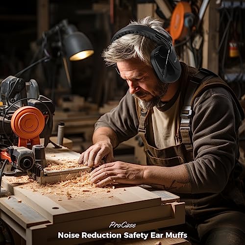 ProCase Noise Reduction Ear Muffs, SNR 34dB Noise Cancelling Headphones for Adults Kids Autism, Adjustable Sound Proof Ear Protection for Shooting Mowing Construction -Navy