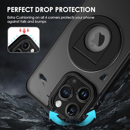 SupVict for Magnetic iPhone 11 Pro Max Case, iPhone 11 Pro Max Phone Case [Compatible with MagSafe] Rotatable Ring Holder Kickstand Shockproof Women Men Girl Boy Drop Protective 11ProMax Cover, Black