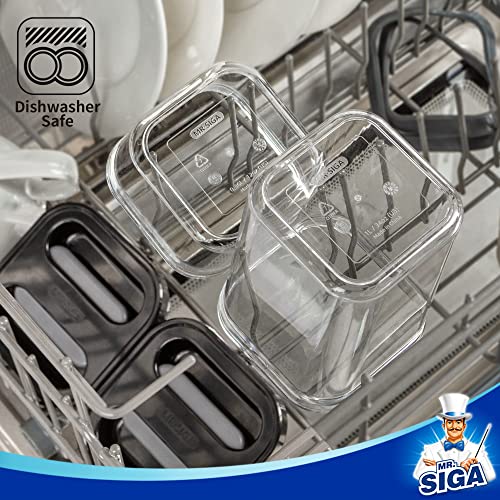 MR.SIGA 4 Pack Airtight Food Storage Container Set, BPA Free Kitchen Pantry Organization Canisters, One-handed Airtight Cereal Snack Candy Storage Containers, 1 L / 34oz, Medium, Black