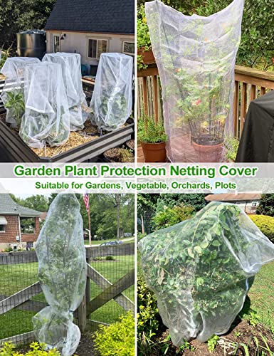 wohohoho 5 Packs Garden Plants Fruits Blueberry Protection Netting Cover Bags with Drawstring, 3.3Ft x 2.6Ft Fruit Tree Plant Netting to Prevent Blueberry Tomato Fruits Plants from Squirrel Bird Deer