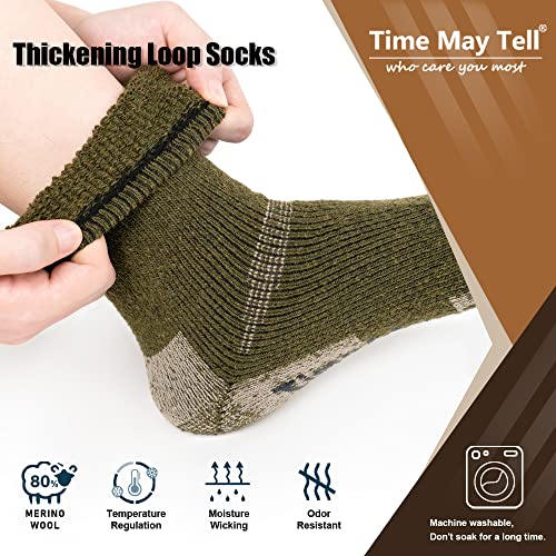 Time May Tell Mens and womens Merino Wool Hiking Cushioning Socks For Outdoor Wool-Socks-For-Men 3 Pack (Black/Green/Blue(3 Pairs) US Size 5-9