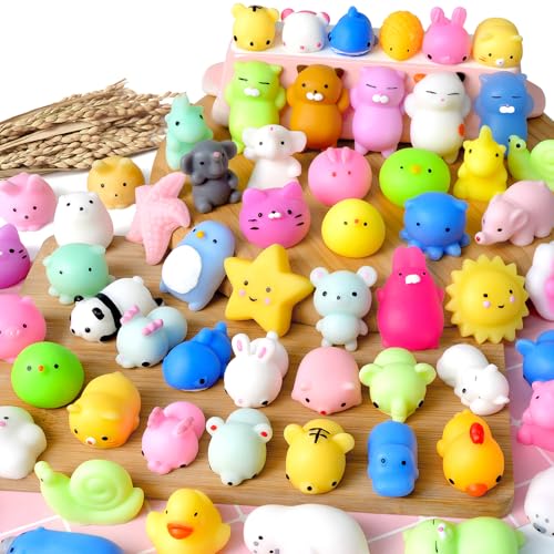 UMIKU 45PCS Mochi Squishy Toys Mini Squishy Kawaii Animal Squishies Gifts for Boys Girls Party Favors for Kids Cat Unicon Squishy Stress Relief Toys for Adult Random