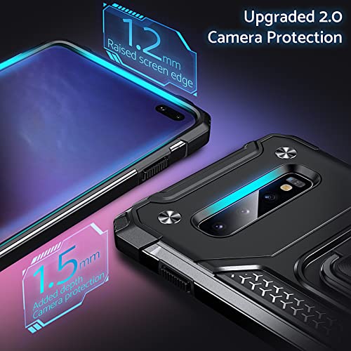 Anqrp Galaxy S10 Case, Military Grade Protective Phone Case Cover with Enhanced Metal Ring Kickstand [Support Magnet Mount] Compatible with Samsung Galaxy S10, Black