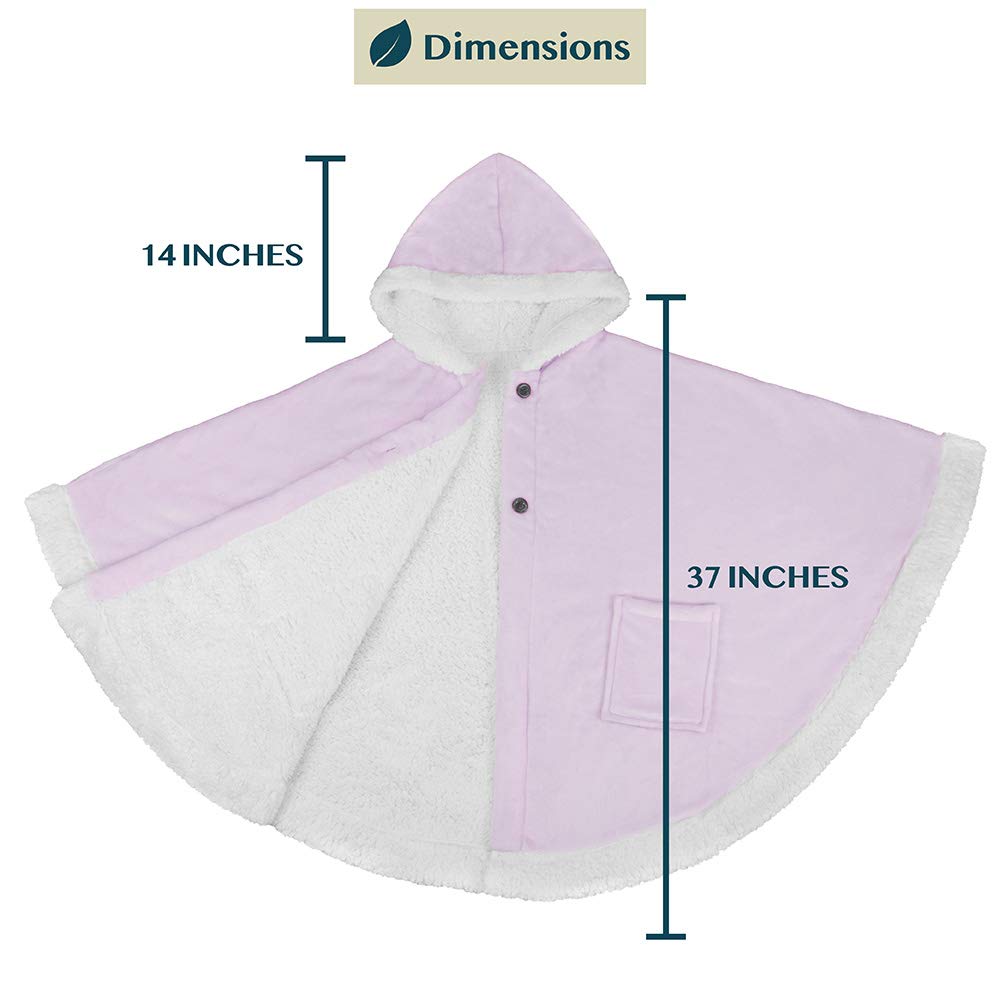 PAVILIA Sherpa Fleece Wearable Blanket for Adult Women, Cozy Plush Blanket Poncho Cape with Hood, Super Soft Shawl, Angel Wrap Throw for Office, Lavender Purple