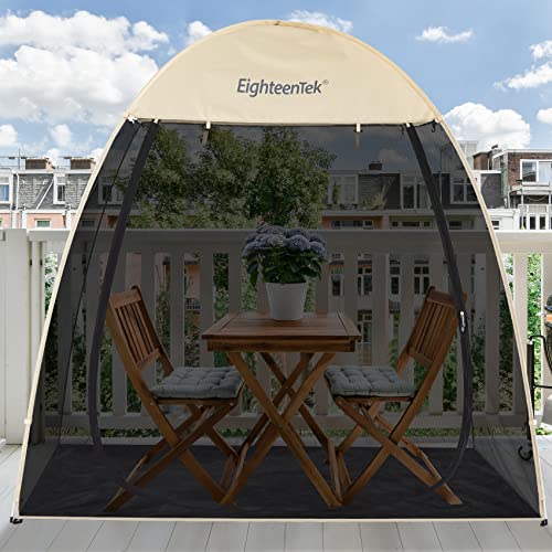 EighteenTek Mosquito Tent pop up Outdoor for Couple Lovers - Weatherproof pods 2 Person - Sun Shade Shelter Mesh Walls 7’x4’x6.5’H Beige