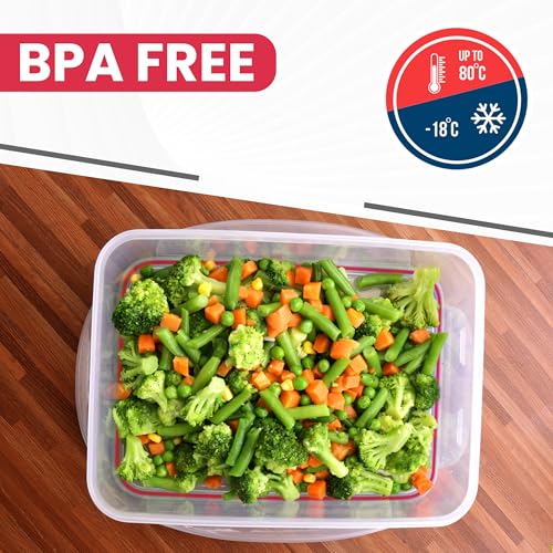 Utopia Kitchen Plastic Food Storage Container Set with Airtight Lids - 12 Pieces (6 Containers & 6 Snap Lids)- Reusable & Leftover Lunch Boxes - Leak Proof