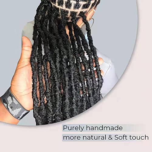 Niseyo Wild Locs 14 Inch Distressed New Faux Locs with Curly Ends 8 Packs Long Soft Pre-looped Goddess Locs Crochet Hair (1#, Jet Black)