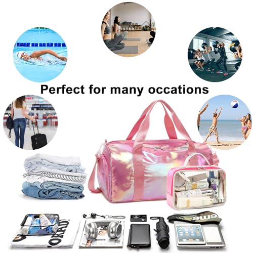 Duffle Bag for Gym Sports Women Girls Workout Travel Bag Weekender with Shoe Compartment and Wet Pocket (Marble 26- Blue)