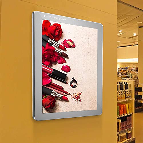 E-Hangsam Backlit Movie Poster Frame 24X36 Inch Illuminated Frame With Dimmer On/Off Switch - Wall Mounted Silver Led Poster Light Box Sign for Display Light Box Poster and Lighted Movie Poster