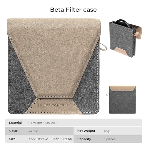 K&F Concept Lens Filter Case 4 Pocket, Leather Carrying Filters Bag Pouch for Square ND CPL etc Filters up to 100x100mm, Designed NANO-X Series Square Bracket 100mm