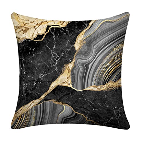 LHAIFA Black Gold Pillow Covers Couch Pillows for Living Room 18x18 Set of 4 Marble Abstract Sofa Pillows Decorative Pillows for Couch Bed Living Room Sofa Outdoor Car Pillow Covers