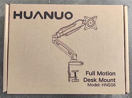 HUANUO Single Monitor Mount, 13 to 32 Inch Gas Monitor Arm, Adjustable Stand, Vesa Mount with Clamp and Grommet Base - Fits 4.4 to 19.8lbs LCD Computer Monitors