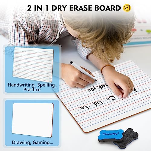 Magicfly Small White Board Grid Whiteboard Dry Erase Boards XY Axis Graph 9"x12", 16 Pack Mini Math Whiteboard Portable for Students Classroom Teachers School Supplies with 20 Pens and 16 Erasers