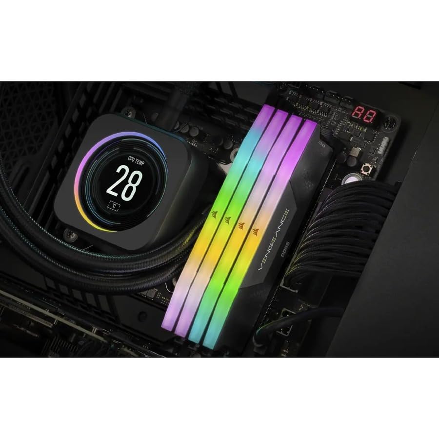 CORSAIR VENGEANCE RGB DDR5 RAM 32GB (2x16GB) 6000MHz CL40 Intel XMP iCUE Compatible Computer Memory - Black (CMH32GX5M2B6000C40)
