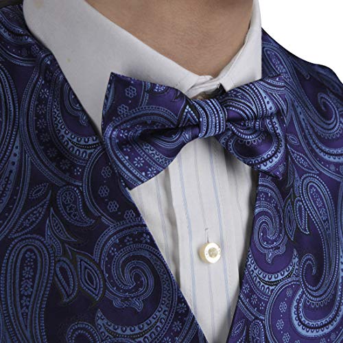 Epoint EGE1B02B-M Medium Purple Patterns Microfiber Vest and Pre-tied Bow Tie