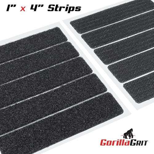 Self-Adhesive Hook and Loop Tape Strips - 1 x 4 inch Wide Straps - Heavy Duty Sticky Back Tape Fastener - 15 Strips (Black)