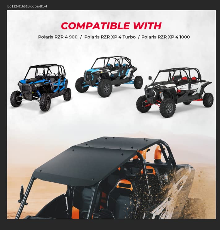 KEMIMOTO Aluminum Roof Top Compatible with Polaris RZR XP 4 1000, 4 Turbo, and 4 900 Models Up to 2023, Heavy-Duty Black Aluminum Roof for 4-Seater