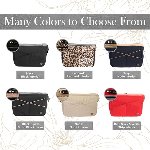 Littbag Handbag Organizer with Patented LED & Auto 60-sec Shutoff - Featured in Oprah's Favorite Things – Purse Organizer with 12 Compartments, Clear Pockets, Zippered Privacy Pocket & More (Black)