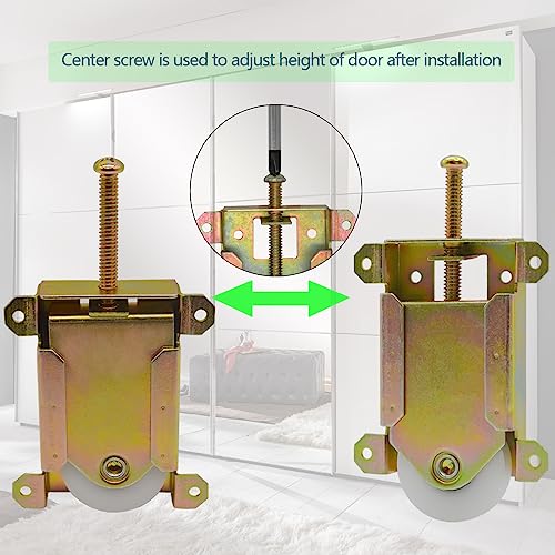 Sliding Mirror Closet Door Rollers Replacement Hardware Fits Contractors Part #W8020C or Hard 1775 Wardrobe Doors Wheels, 1-1/2" Durable POM Concaved Ball Bearing Wheel, 2 Pack