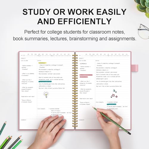 Regolden-Book Cornell Notes Notebook, Study Note Taking System, Spiral Notebooks, Subject College Ruled Notebook Steno Pads for Office School College Home (7x10)