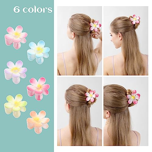 WACHLL Matte Flower Hair Claw Clips for Women, 6PCS Large Non-Slip Strong Hold Clips for Thick and Thin Hair