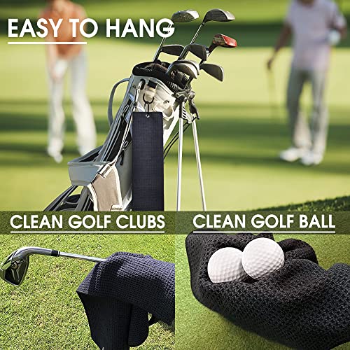 TOUNER Funny Golf Towel Gift for Dad, Retirement Gifts for Men Golfer, Funny Golf Towel for Men, Embroidered Golf Towels for Golf Bags with Clip (Swing Swear Look for Ball Repeat)