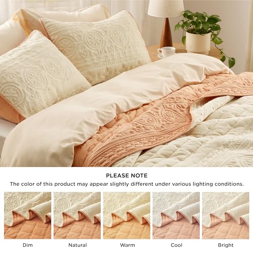 Bedsure King Quilt Bedding Set - Lightweight Summer Quilt Bed Set, Reversible Orange Bedspread Coverlet Celestial for All Seasons (Includes 1 Quilt, 2 Pillow Shams)