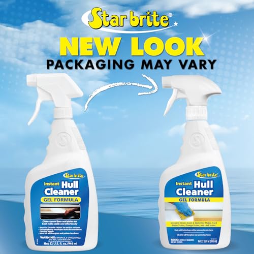STAR BRITE Instant Hull Cleaner - 32 Oz Gel Spray - Easily Remove Stains, Scum Lines & Grime on Boat Hulls, Fiberglass, Plastic & Painted Surfaces - Easy to Use Formula (096132)