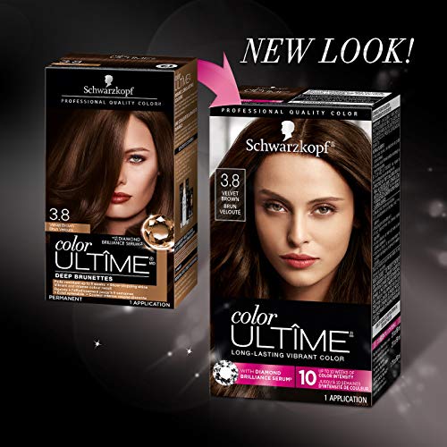 Schwarzkopf Color Ultime Hair Color, 3.8 Velvet Brown, 1 Application - Permanent Brown Hair Dye for Vivid Color Intensity and Fade-Resistant Shine up to 10 Weeks