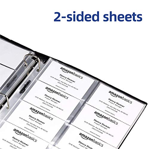 Amazon Basics Plastic Business Card Holder, Protector Sleeves for 3-Ring Binder, Transparent, 25-Pack