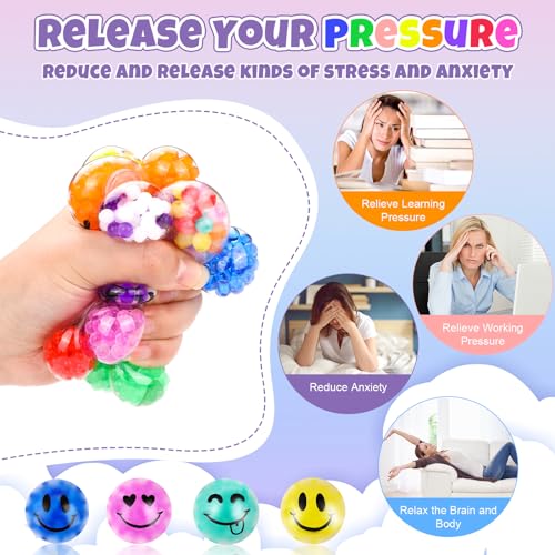12 Pack Fidget Stress Balls for Adults, Cute Octopus Stress Relief Stress Ball, Bulk Squishy Squeeze Ball Set and Birthday Party Favors