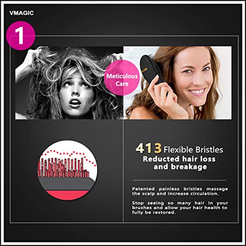 VMAGIC Detangling Brush - glide the Detangler Brush through Tangled hair - Best Brush/Comb for Women, Girls, Men & Boys - Use in Wet and Dry Hair (BLACK)