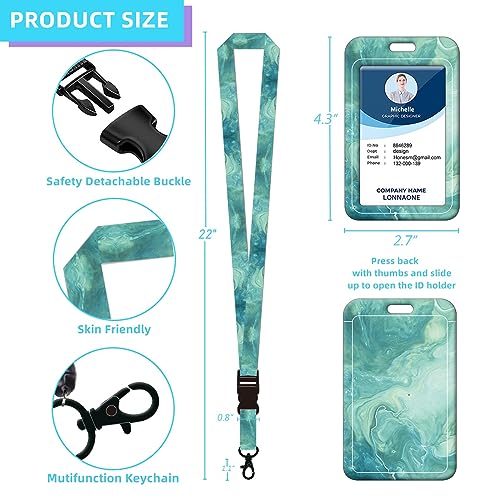 ID Badge Holder with Lanyard,Retractable Badge Reel with Swivel Belt Clip Keychain and Detachable Lanyards,Vertical Card Protector Badge Reels for Teacher Nurse Student Office(Petite Floral Pink)