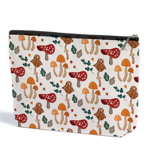 ZHAMEN Mushroom Gifts Cute Mushroom Stuff Makeup Bag Mushroom Accessories Mushroom Things Makeup Pouch for Women Cousin Sister Mushroom Lovers Mushroom Themed Gifts Cosmetic Bag Mushroom Party Favors