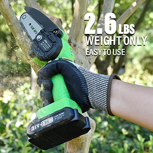 Mini Chainsaw Cordless 4 Inch Chain Saw SOYUS Small with Safety Lock, Rechargeable Lithium Electric Handheld Portable Tree Trimming Branch Wood Cutting