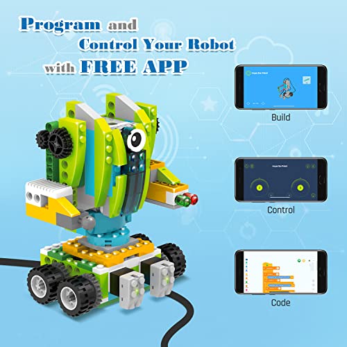 Coding Robot Kit for Kids Ages 6+, 200+ in 1 APP Control Dinosaur Robot Toy, Educational Scratch Programming Robotic Kit with 47 Video Courses,Birthday for Boys Girls(600 Blocks)